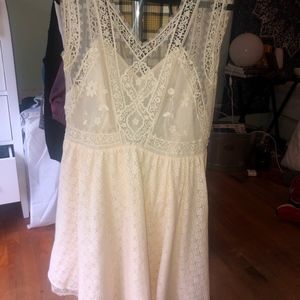 white lace skater skirt dress